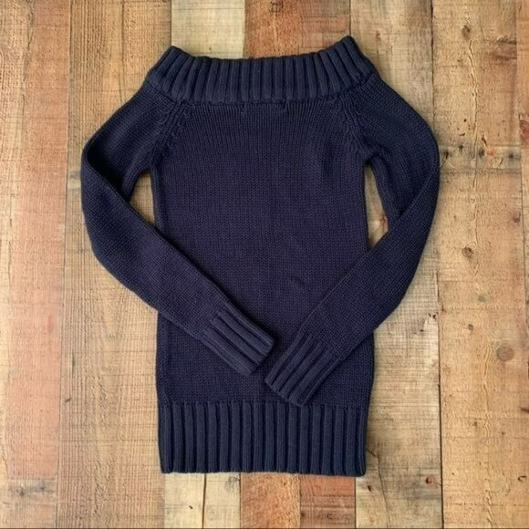 Decree women’s size small navy blue off the shoulder knit sweater - Picture 6 of 6